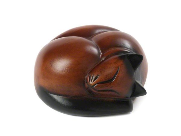 Sleeping Cat Urn - Wood - Afbeelding 4